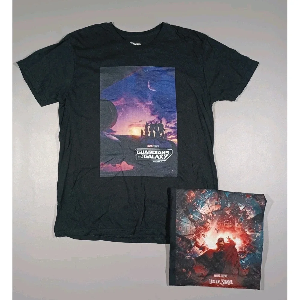 Maevel Shirt Lot Of 2 Mens L Black Guardians 3 Dr Strange 2